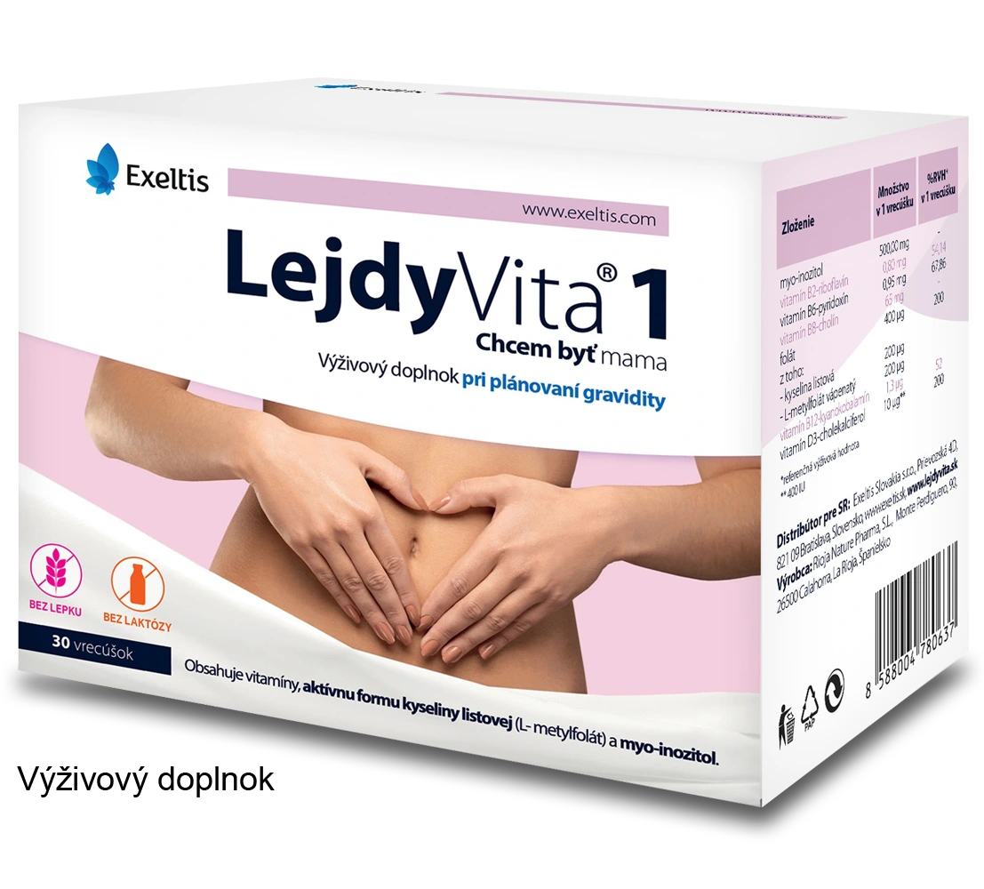 LejdyVita 1 - Chcem byť mama obsahuje kyselinu listovú, myo-inozitol a cholín, ktoré pomáhajú v príprave na tehotenstvo